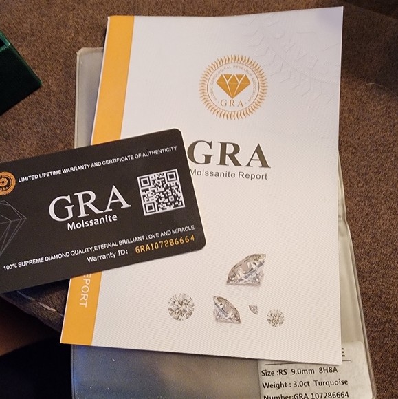 18K Gold Plated 2 Ct Blue Moissanite Diamond Ring - Picture 4 of 6